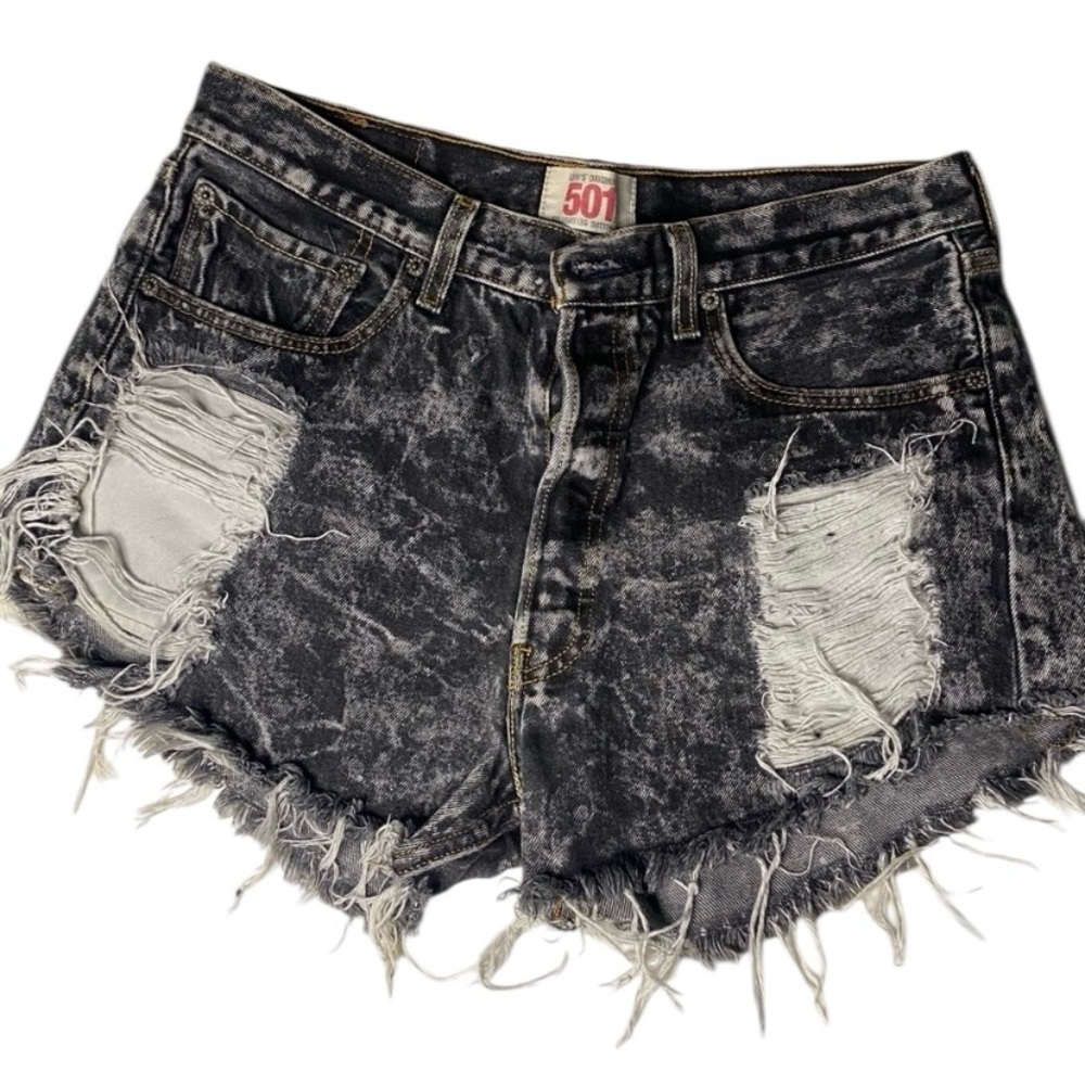 LEVI’S Original 501 Button Fly Acid Wash Denim Shorts